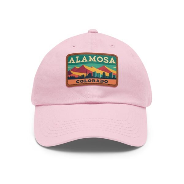 Alamosa Colorado Hat - Retro Sunset Rectangular Leather Patch Cap, Great Sand Dunes Mountains Souvenir Dad Hat, Travel Gift