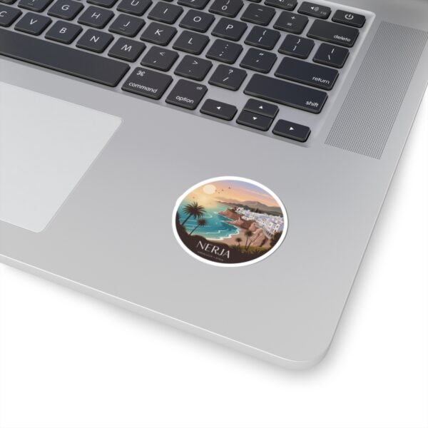 Nerja Spain Sticker - Pixel Art Coastal Sunset Design | Andalucía Travel Vinyl Decal for Laptop, Journal & Water Bottle
