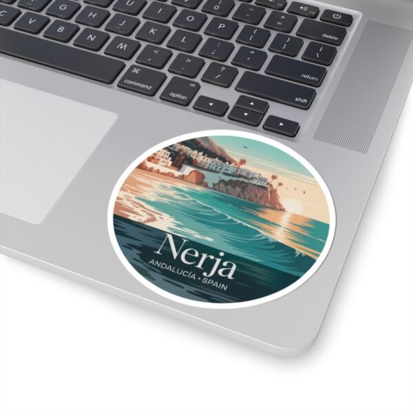 Nerja Spain Sticker - Retro Coastal Design of Andalucía | Mediterranean Travel Vinyl Decal for Laptop, Journal & Water Bottle