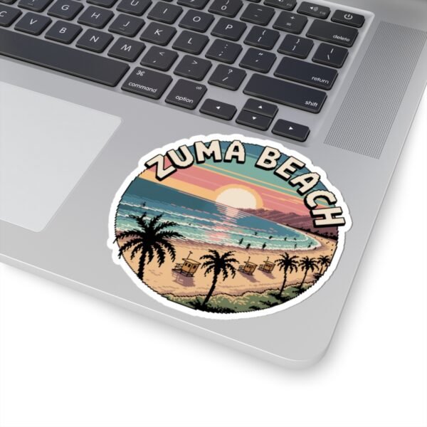 Zuma Beach Pixel Art Sticker - Retro California Sunset Surf Vibes