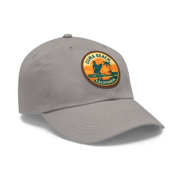 Zuma Beach California Hat - Leather Patch Sunset Surf Cap with Palm Tree, Retro Coastal Baseball Dad Hat, City Vibes Travel Souvenir