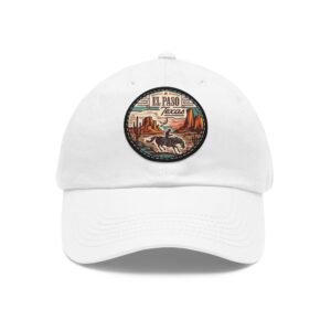 El Paso Texas Hat - Leather Patch Cowboy Rider Desert Scene, Western Baseball Cap, Retro Travel Souvenir Dad Hat, City Vibes Apparel