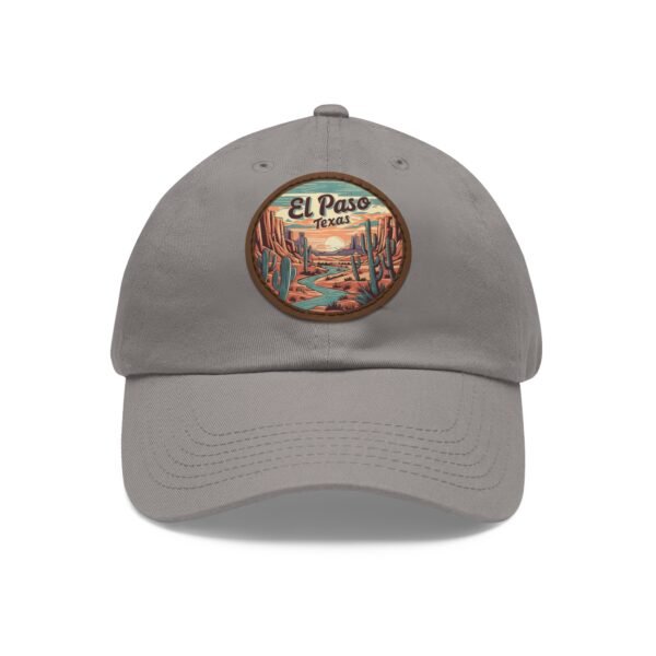 El Paso Texas Hat - Leather Patch Baseball Cap with Desert Cactus & Mountains, Retro Travel Dad Hat, City Vibes Apparel Souvenir