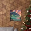 Nounou Mountain Kapaa Hawaii Poster - Retro Travel Wall Art Print of Sleeping Giant - Vintage Coastal Sunset Landscape Decor