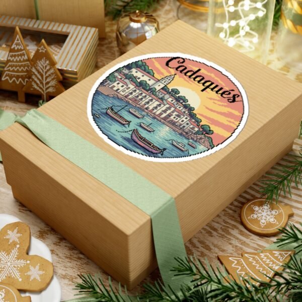12886875650232401641_1200.jpeg Cadaqués Spain Pixel Art Sticker - Retro Sunset Coastal Village Design