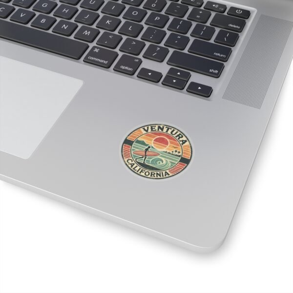 Vintage Surfing Kiss-Cut Stickers - Retro Ventura, California Design, Retro Surf Stickers, Beach Lover Gift, Travel Sticker, Scrapbook
