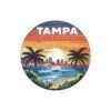 12931377466869302969_1200.jpeg Tampa Florida Sticker - Retro Coastal Sunset with Palm Trees, City Skyline, Ocean Waves & Pier | Vintage Travel Beach Art