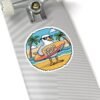 Zuma Beach Pixel Art Sticker - 8-Bit Seagull Surfboard Sticker, California Summer Vibes, Retro Gamer Beach Sticker, Cool Vinyl Decal