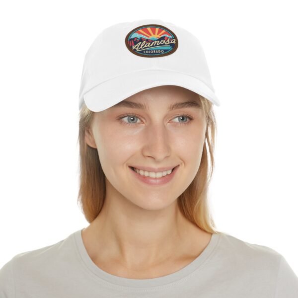 12968600970177019612_2048.jpeg Alamosa Colorado Hat - Retro Sunset Leather Patch Dad Cap, Great Sand Dunes Mountains Souvenir, Outdoor Adventure Headwear