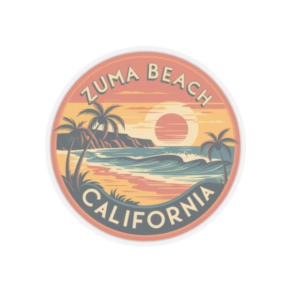 Zuma Beach California Sunset Serenity, Kiss-Cut Decals, Laptop Sticker, Scrapbooking, Water Bottle, Planner Stickers
