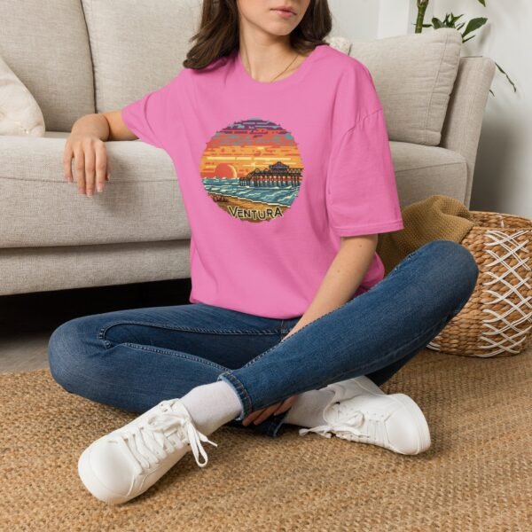 Embrace the Horizon: Pixel Art Ventura Pier Sunset - Unisex Softstyle T-Shirt