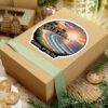 Carmel-by-the-Sea Sticker - Pixel Art Sunset Beach Cliffside and Ocean Waves Design - Retro California Coastal Travel Souvenir Decal