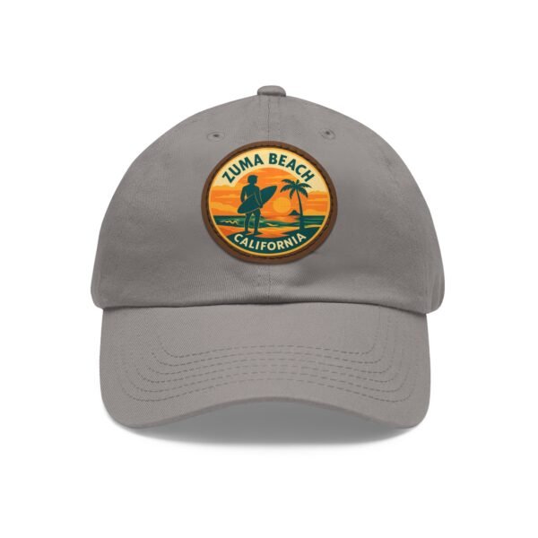 Zuma Beach California Hat - Leather Patch Sunset Surf Cap with Palm Tree, Retro Coastal Baseball Dad Hat, City Vibes Travel Souvenir