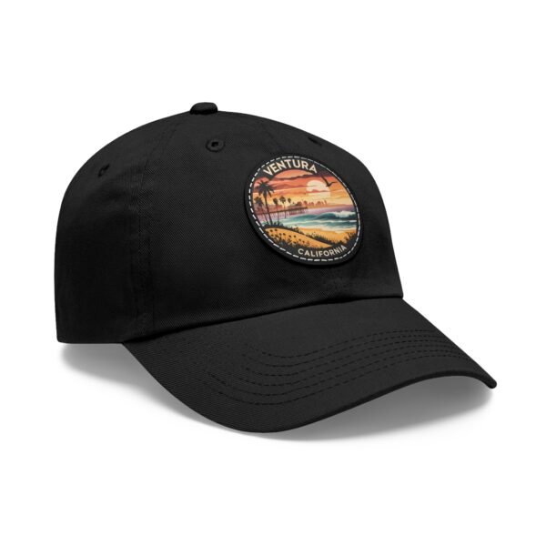 Ventura California Hat - PU Leather Patch Retro Sunset Baseball Cap, Coastal Travel Souvenir