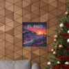 El Paso Texas Poster - Retro Sunset Desert Landscape Wall Art with Mountains, Cactus & City Lights - Vibrant Travel Illustration Print