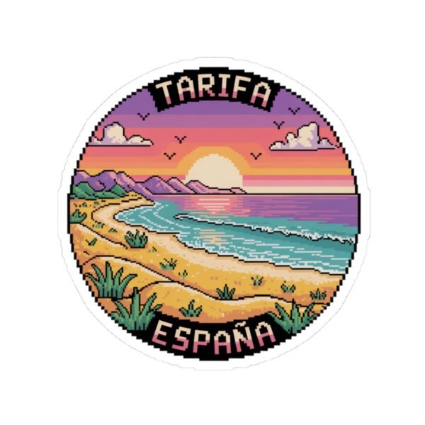 13102288845534737579_1200.jpeg Tarifa Spain Sticker - Retro Pixel Art Sunset Beach Design | Coastal Travel Art | Mediterranean Vacation Gift | Spanish Coast Vibes