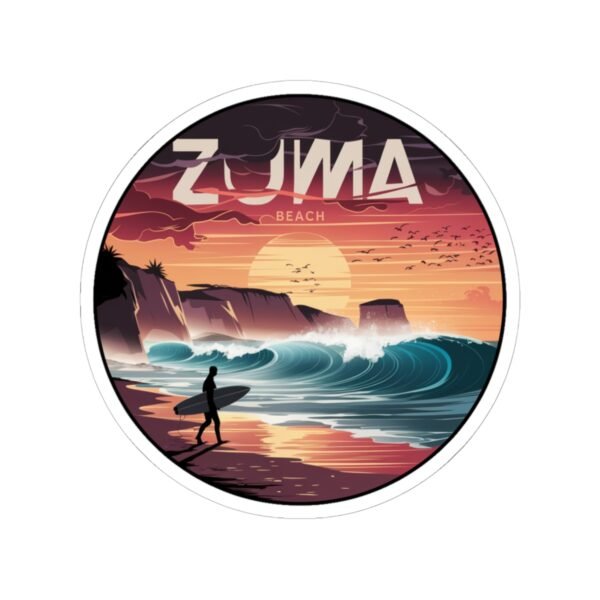 Zuma Beach California Sticker - Retro Sunset Surf Design | Malibu Coast Waves | Vintage Ocean Art | California Travel Gift