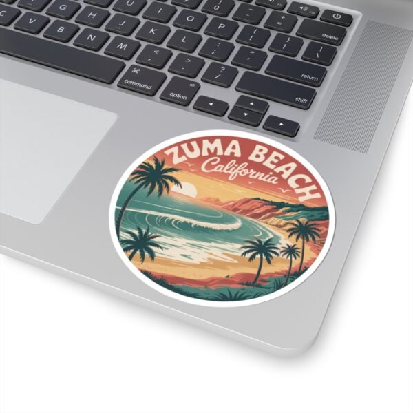 Zuma Beach California Retro Sunset Sticker - Vibrant Coastal Design for Beach Lovers & Surfers