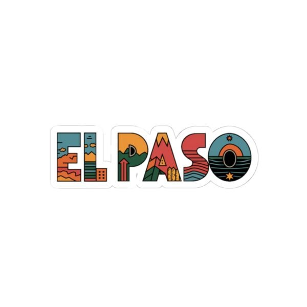 Texas Landscape Kiss-Cut Stickers | El Paso Artistic Letters, Southwest Symbols, Travel Accessories, Unique Decals for Water Bottles and