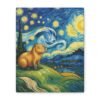 Canvas Print, Capybara Art - Tranquil Night Landscape Wall Decor, Whimsical Animal Illustration, Capybara Nation Collection, Nature Lover