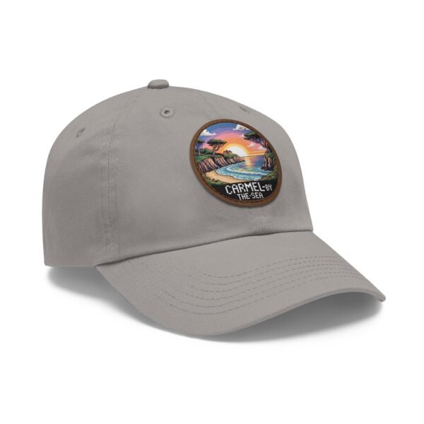 Carmel by the Sea Hat - Pixel Art Sunset Leather Patch Cap, California Coastal Retro Style, Unique Vintage Travel Gift