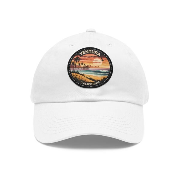 Ventura California Hat - PU Leather Patch Retro Sunset Baseball Cap, Coastal Travel Souvenir