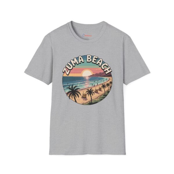 Zuma Beach Pixel Art T-Shirt - Retro Sunset Surf Tee, 8-Bit California Vibes, Vintage Beach Shirt, Cool Summer Coastal Style