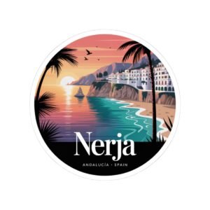 13296477635469629225_1200.jpeg Nerja Spain Sticker - Retro Coastal Sunset Art | Andalucía Beach Town Vinyl Decal for Laptop, Journal & Water Bottle