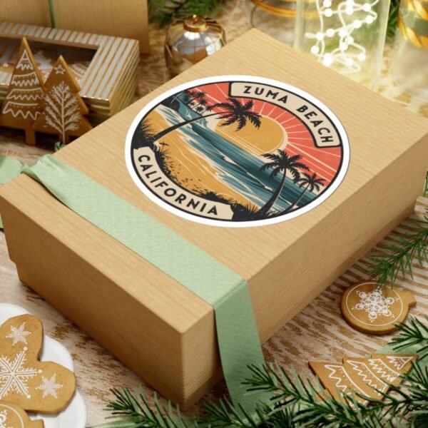 Zuma Beach Sunset Kiss-Cut Stickers | Tropical Vibe Decor | California Gift | Summer Party Essentials | Laptop & Water Bottle Stickers