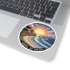 Carmel-by-the-Sea Sticker - Pixel Art Sunset Ocean Waves and Cliffside Scene - Retro 8-Bit California Coastal Travel Souvenir Decal