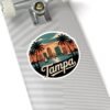 Tampa Florida Sticker - Retro Circular Skyline with Dome, Bridge & Palm Trees - Vintage Coastal Travel Souvenir Decal for Water Bottles
