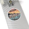 Cadaqués Spain Pixel Art Sticker - Retro Round Vinyl Sticker, Travel Souvenir, Costa Brava Spain Gift, Aesthetic Gaming Style
