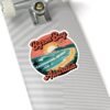 Byron Bay Australia Sticker - Retro Surf Travel Design with Sunset, Lighthouse & Palm Trees - Vintage Coastal Beach Souvenir