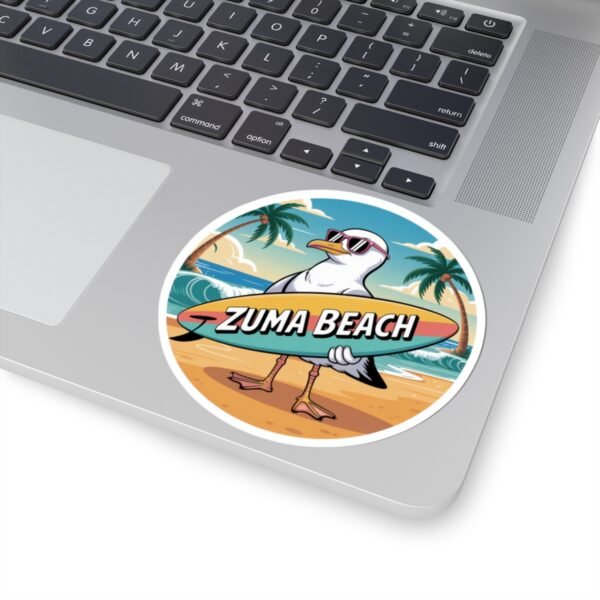 Zuma Beach Seagull Sticker - Fun Summer Sticker, Surf Vibes, California Coastal Decor, Cool Cartoon Sticker for Laptop, Water Bottle