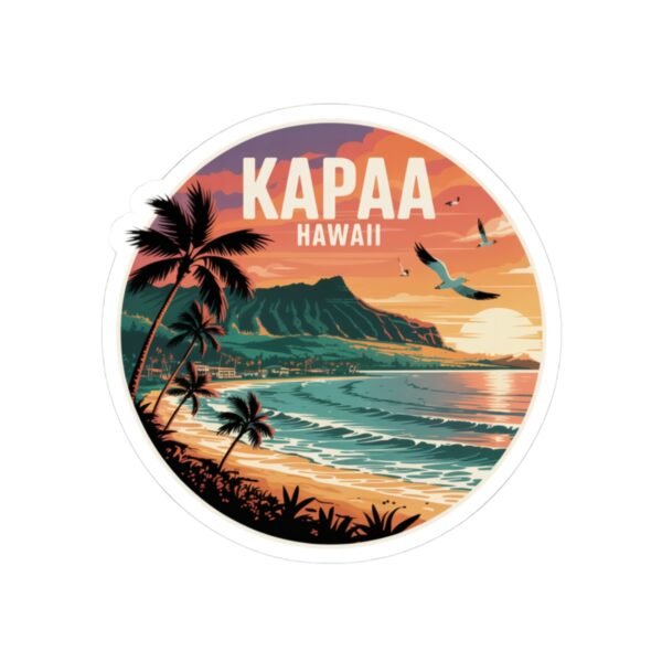 13542607277030170507_1200.jpeg Kapaa Hawaii Sticker - Vibrant Sunset Beach Art with Nounou Mountain & Coconut Coast - Tropical Travel Souvenir and Coastal Decor