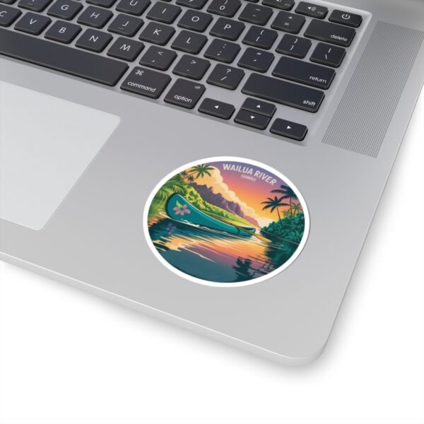 Wailua River Hawaii Sticker - Retro Tropical Canoe Art, Sunset Reflection Design, Vintage Hawaiian Souvenir, Adventure Travel Decor