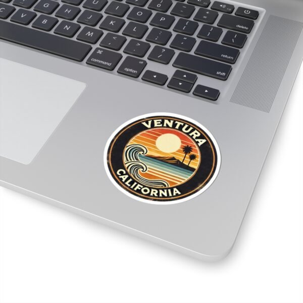 Stickers - Ventura California Beach Sunset Design - Coastal Vibes, Kiss-Cut Stickers, Laptop Decals, Water Bottle Stickers, Scrapbooking,