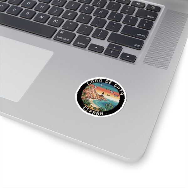 Cabo de Gata Spain Sticker - Retro Pixel Art Travel Badge with Lighthouse, Cliffs & Cactus - Vintage Coastal Souvenir Decal