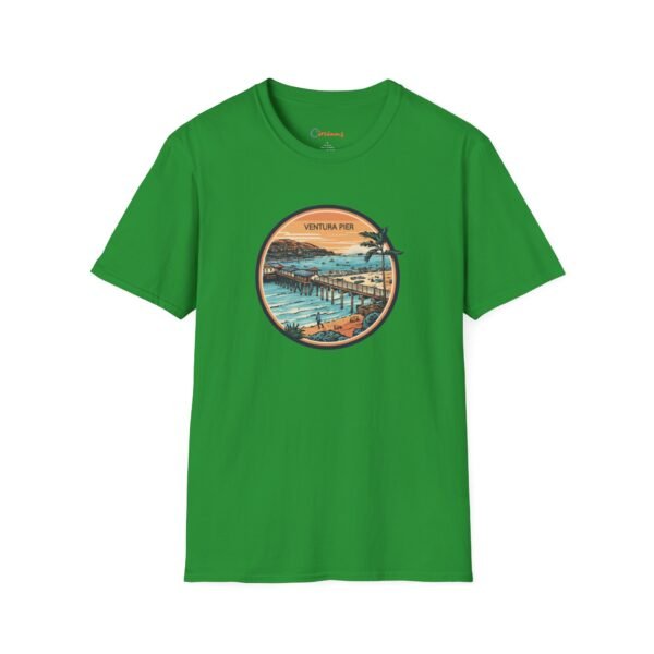 Ventura, California | Aerial view drawing of Ventura Pier - Unisex Softstyle T-Shirt