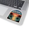 Tampa Florida Sticker - Retro Palm Trees and Boats Sunset Design with Seagulls - Vintage Coastal Travel Souvenir Vinyl Decal