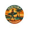 13941921199470840736_1200.jpeg Ventura California Surf Sunset Sticker - Retro Round Beach Decal, Artistic Coastal Vibes, Waterproof Vinyl for Laptops and Bottles