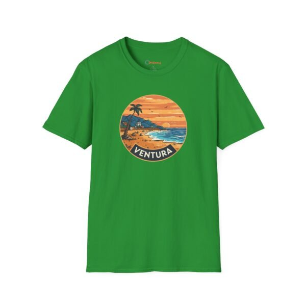 Ventura California Sunset Softstyle T-Shirt, Beach Lover Tee, Coastal Sunset Shirt, Ocean Vibes Top, Vacation Tshirt