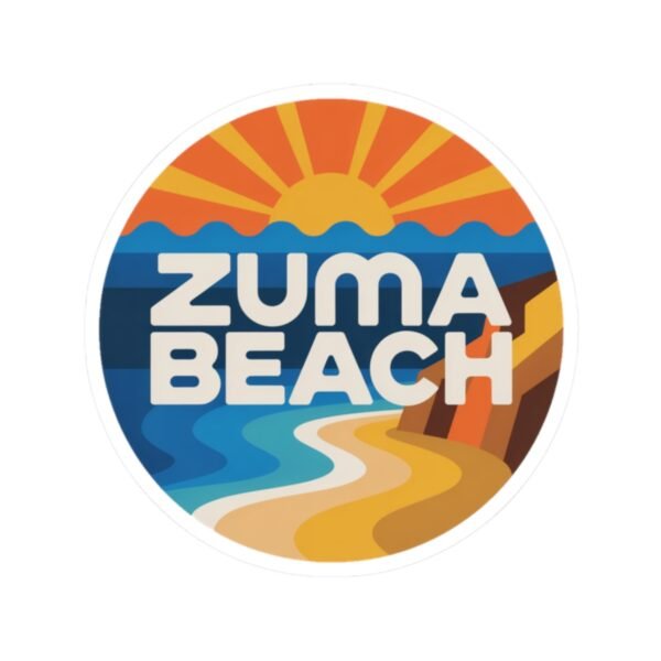 Zuma Beach California Sticker - Bold Retro Coastal Design, Minimalist Travel Decal, Beach Lover Gift