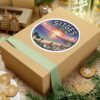 Sitges Spain Sticker - Retro Pixel Sunset Coastal Design, 8-Bit Mediterranean Travel Art