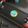 Zuma Beach Holographic Sticker - Cool Seagull Surfboard, Retro Summer Vibes, California Coastal Decor, Laptop & Water Bottle Vinyl Decal