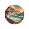 Carmel-by-the-Sea California Sticker - Retro Coastal Sunset Cliff and Ocean Waves Design - Vintage Travel Souvenir Vinyl Decal