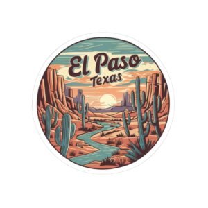 Southwest Sunset Kiss-Cut Stickers, El Paso Desert River Decal, Travel Gift, Souvenir, Laptop Decal, Journal Sticker, Water Bottle Decal