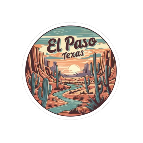 Southwest Sunset Kiss-Cut Stickers, El Paso Desert River Decal, Travel Gift, Souvenir, Laptop Decal, Journal Sticker, Water Bottle Decal