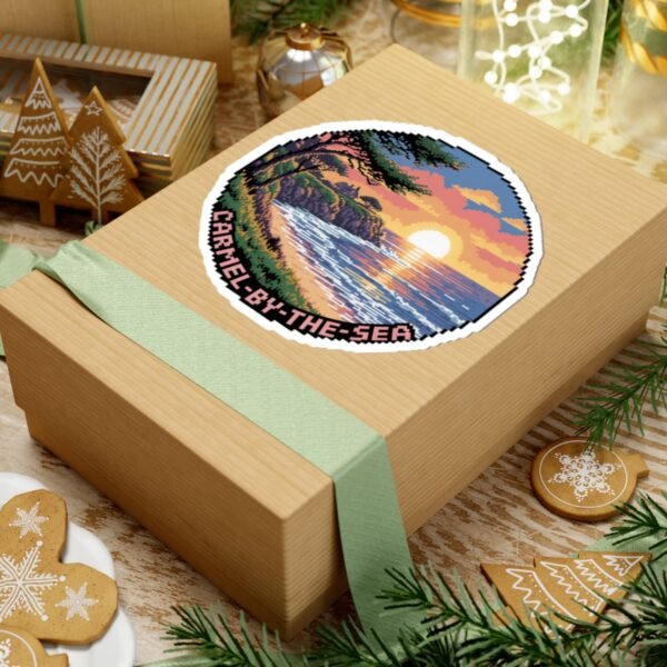 14106049959897990110_1200.jpeg Carmel-by-the-Sea Sticker - Pixel Art California Sunset Beach and Cliffside Scene - Retro 8-Bit Coastal Travel Souvenir Vinyl Decal