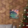 Nounou Mountain Kapaa Hawaii Poster - Retro Travel Wall Art Print of Sleeping Giant - Vintage Coastal Sunset Landscape Decor